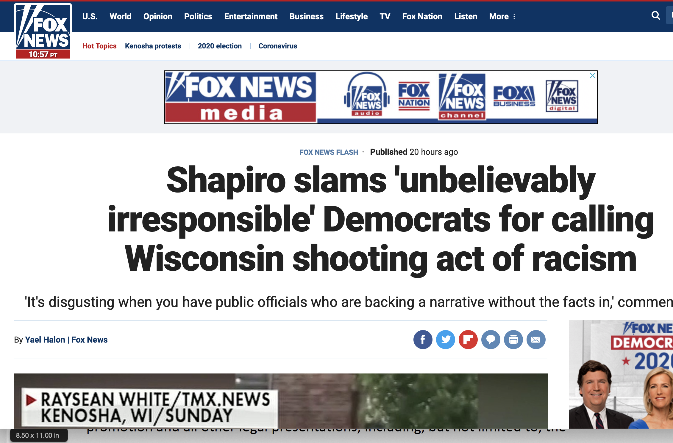 image from video of Jacob Blake police incident in Kenosha, WI.