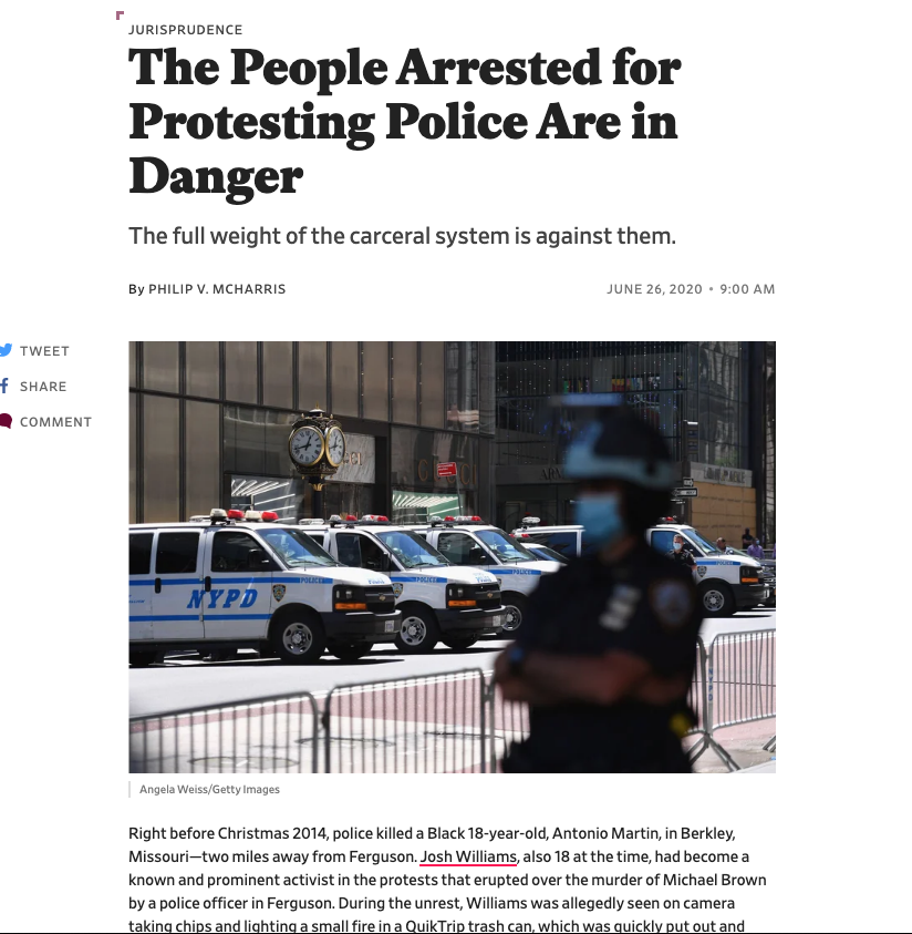 The People Arrested for Protesting Police Are in Danger