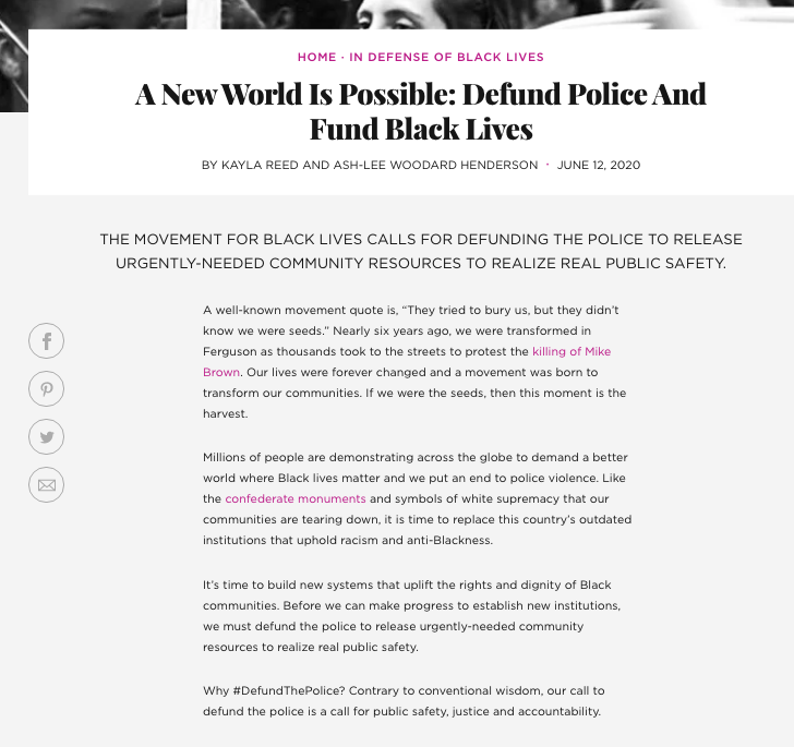 A New World Is Possible: Defund Police and Fund Black Lives