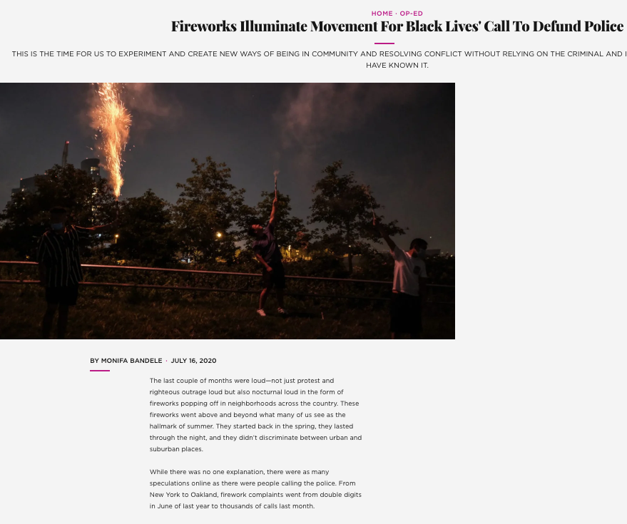 Fireworks Illuminate Movement For Black Lives’ Call To Defund Police