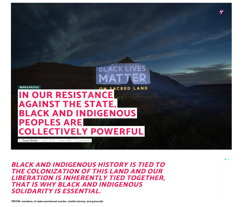 In Our Resistance Against The State, Black and Indigenous Peoples Are Collectively Powerful