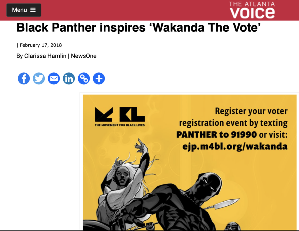 article about Wakanda The Vote on ATL Voice
