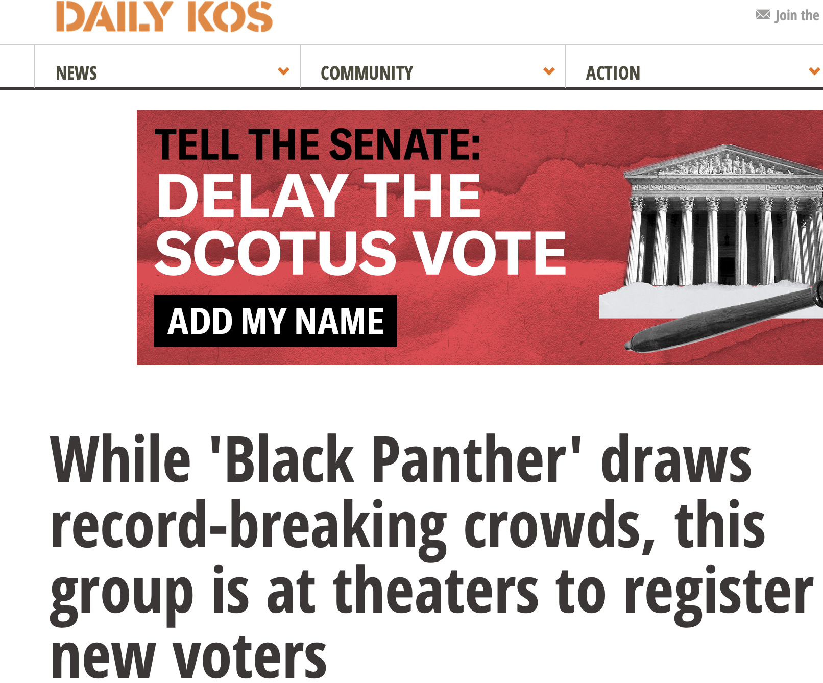 While ‘Black Panther’ draws record-breaking crowds, this group is at theaters to register new voters