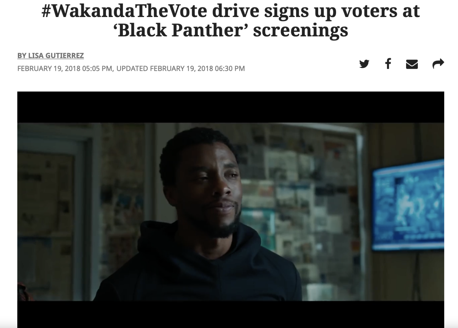 Image of KC Star article about Wakanda The Vote